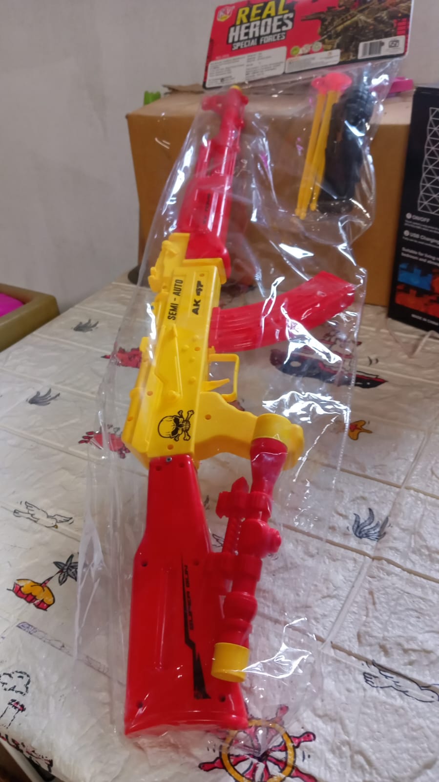 3121 Big Plastic AK 47 Toy Gun for Kids - 26 Inch Gun Toy for Kids Shooting Gun with Arrow Bullets Kids Toy Return Gift Item