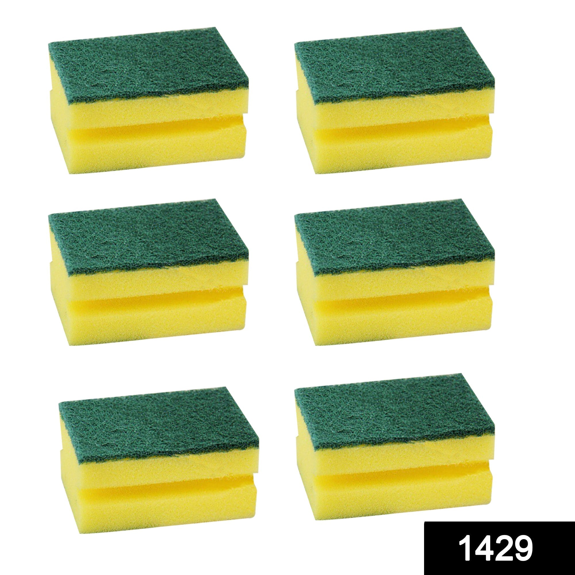 1429 Scrub Sponge 2 in 1 PAD for Kitchen, Sink, Bathroom Cleaning Scrubber (6 pc) DeoDap