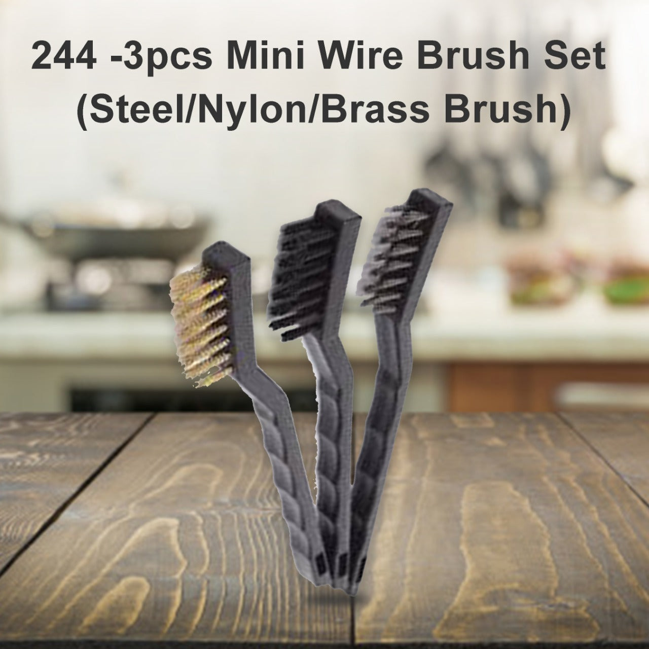0244 -3pcs Mini Wire Brush Set (Steel/Nylon/Brass Brush) freeshipping - DeoDap