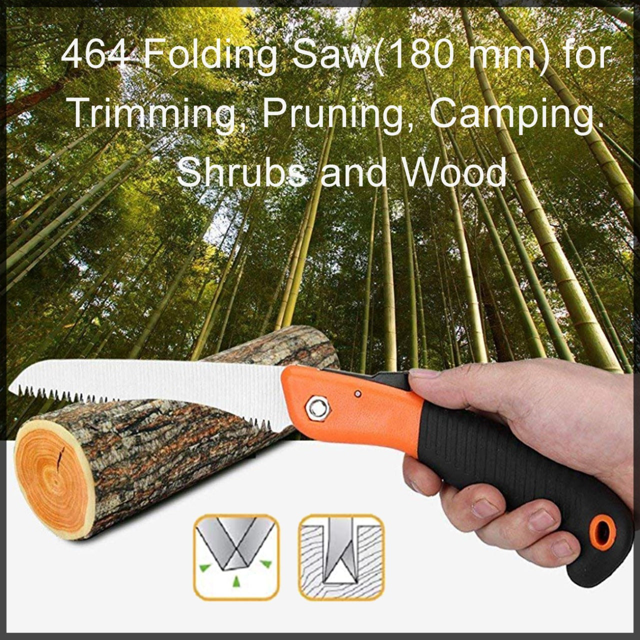 0464 Folding Saw(180 mm) for Trimming, Pruning, Camping. Shrubs and Wood DeoDap