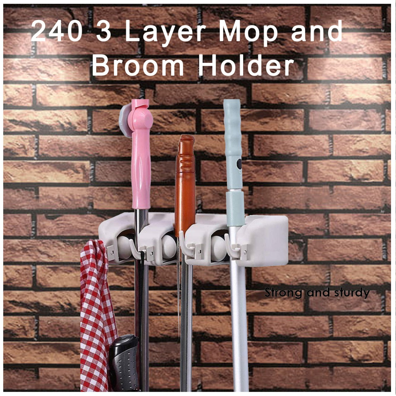 0240 3 Layer Mop and Broom Holder DeoDap