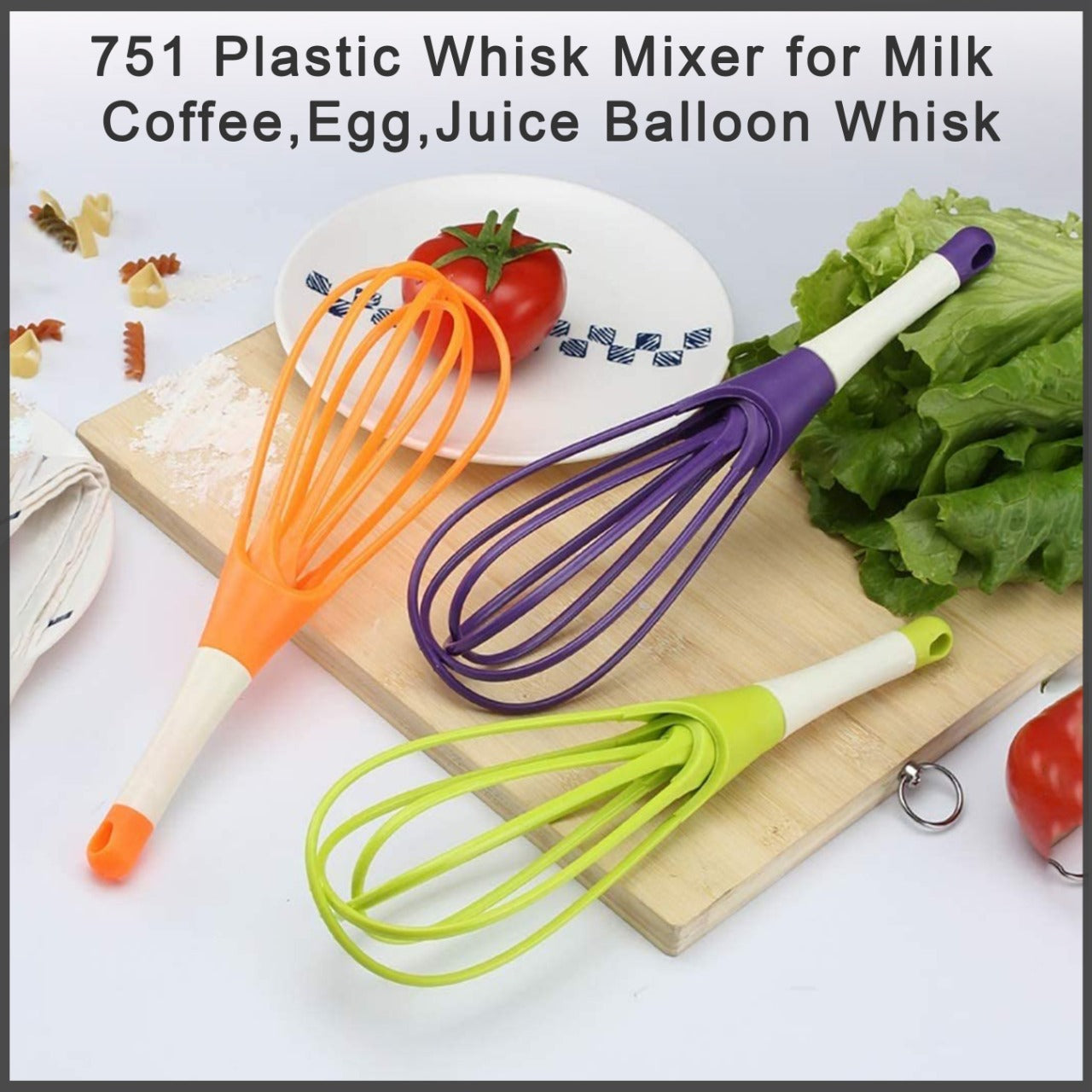 0751_Plastic Whisk Mixer  for Milk,Coffee,Egg,Juice Balloon Whisk DeoDap