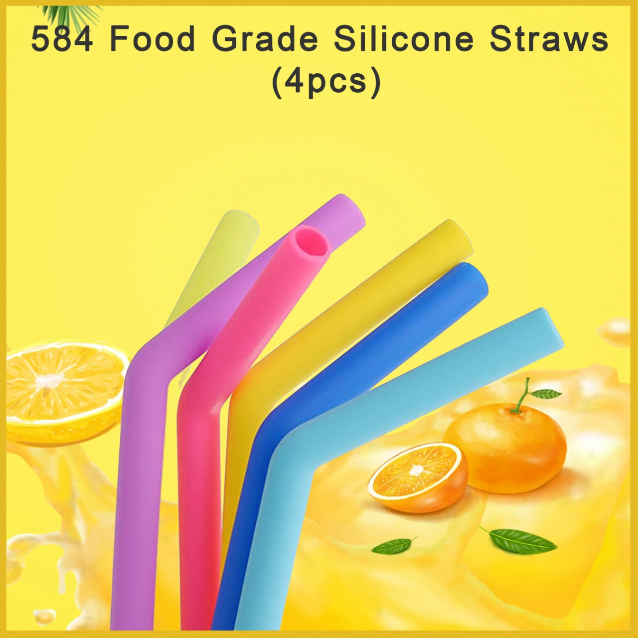 0584 Food Grade Silicone Straws (4pcs) freeshipping - DeoDap