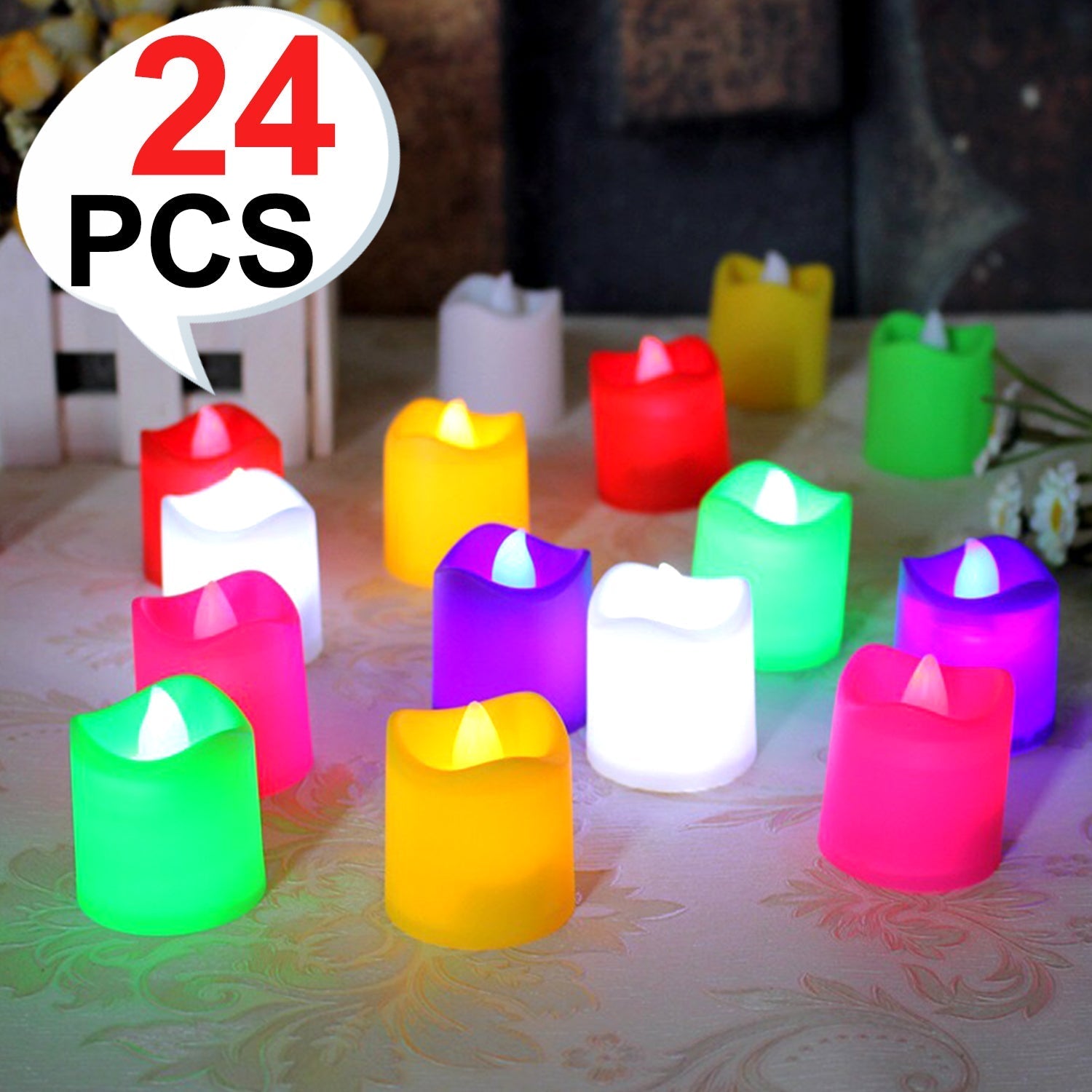 0241 Festival Decorative - LED Tealight Candles (Multi, 24 Pcs) DeoDap