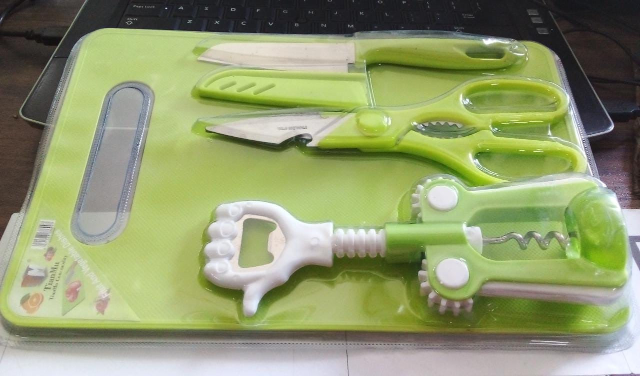 2844 Kitchen Knife Plastic Chopping Board Scissor Ideal Accessory Cut Board red Wine (Set of 5) DeoDap
