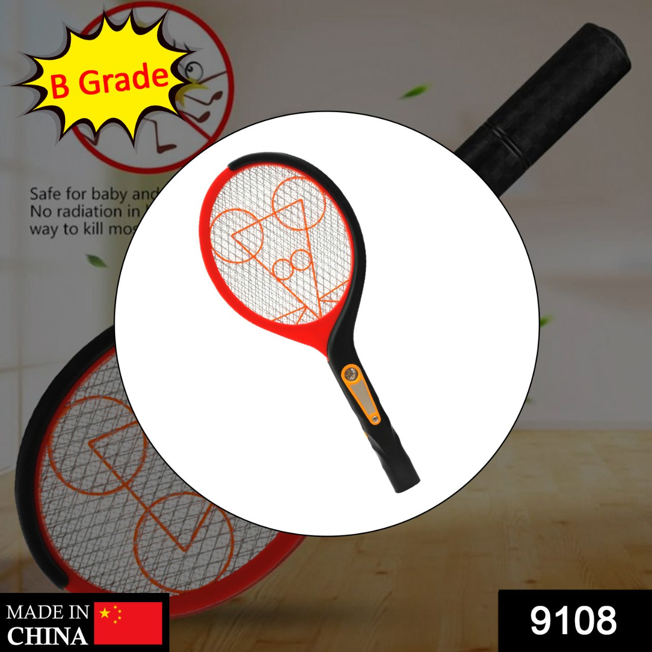 9108 Anti Mosquito Racquet Rechargeable Insect Killer Bat with LED Light (Moq :- 25) DeoDap