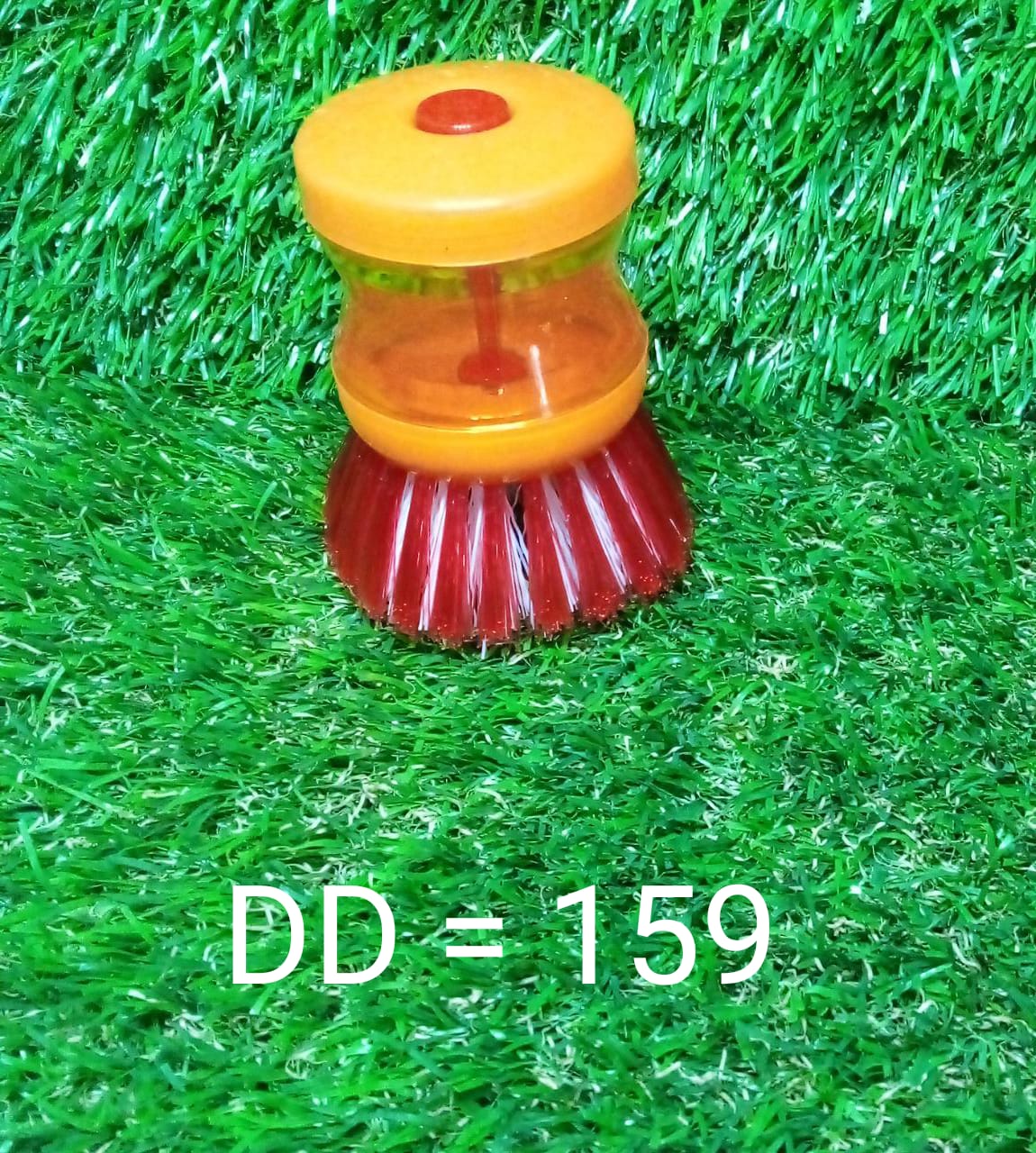 0159 Plastic Wash Basin Brush Cleaner with Liquid Soap Dispenser (Multicolour) DeoDap