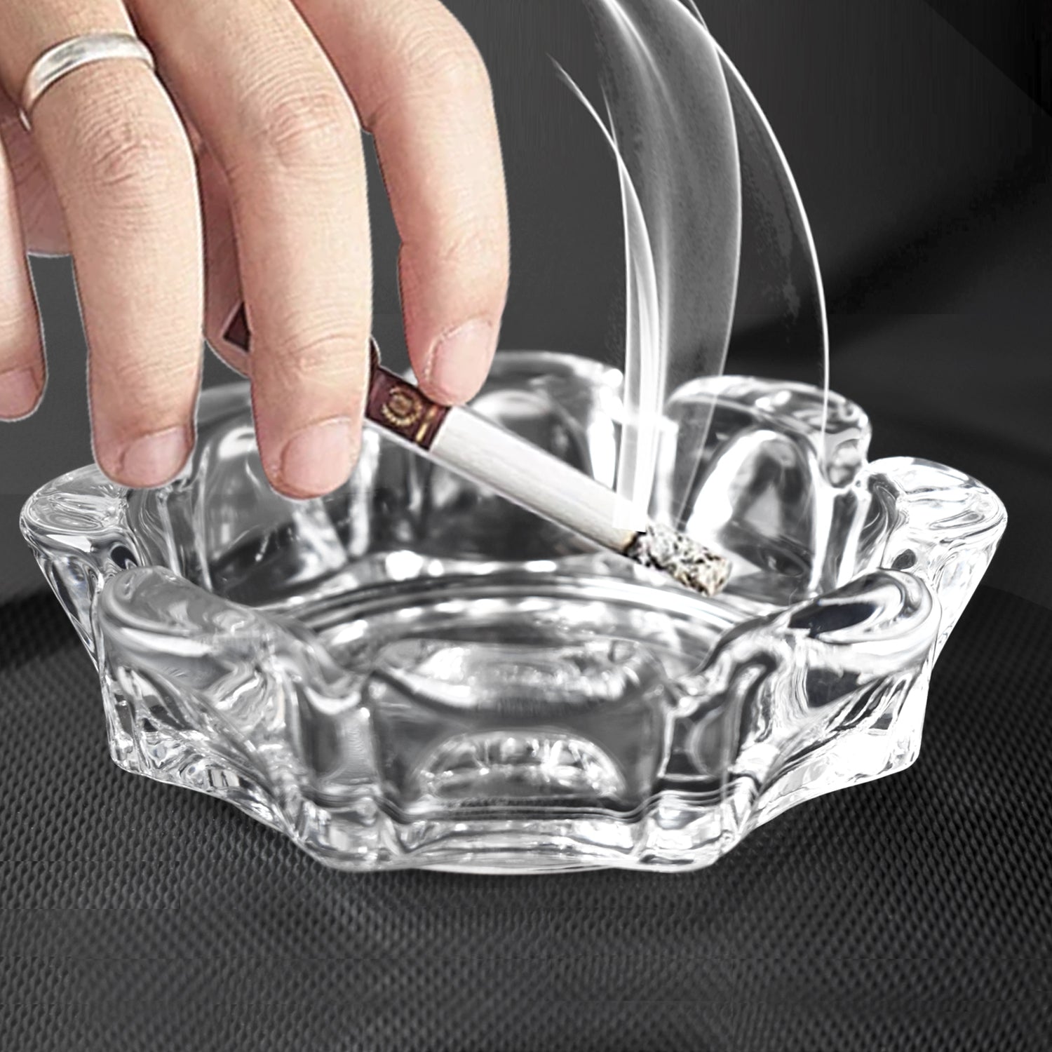 1198 Crystal Quality Glass Ash Tray DeoDap